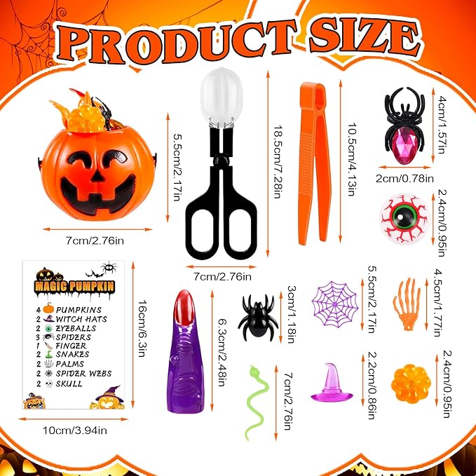232Pcs Halloween Sensory Bin Filler Fine Motor Sensory Toys Include Cards Witch Finger Eyeball Bat Pumpkin Fillers for Counting Sorting Training