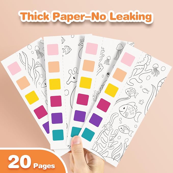 ZHOC Paint with Water Coloring Books for Kids, Pocket Mess Free Watercolor Painting Sets for Kids Ages 3 4 5 6 7 8+, Water Color Paint Set Arts and Crafts Gift for Boys Girls, Oceans
