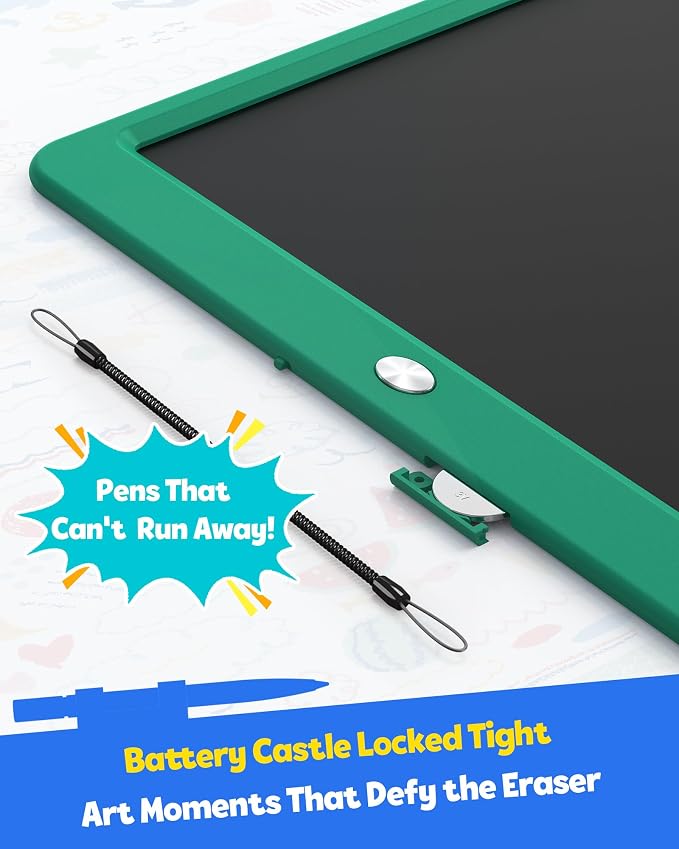 12 Inch LCD Writing Tablet for Kids, Coloring Drawing Pad, Mess Free Doodle Board, Airplane Travel Toys for Boys and Toddlers, Road Trip Essentials, Gifts for 3-8 Year Old Girls(DarkGreen)