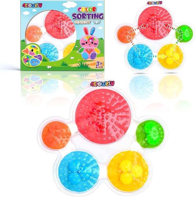 Color Sorting Sensory Toys for Kids with Autism Toddler Toys for Airplane Travel Road Trip Preschool Montessori Toys Fine Motor Skills Palm Easter Basket Stuffers Gifts for Kids Boys Girls