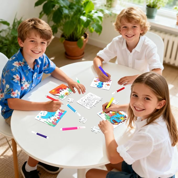 24 Set Summer Crafts for Kids Bulk, Summer Ocean Activities Puzzle with Mermaid Fish Starfish Animal, Camp Beach Arts and Crafts Classroom Gifts, Under the Sea Theme Party Favors, June Coloring Games