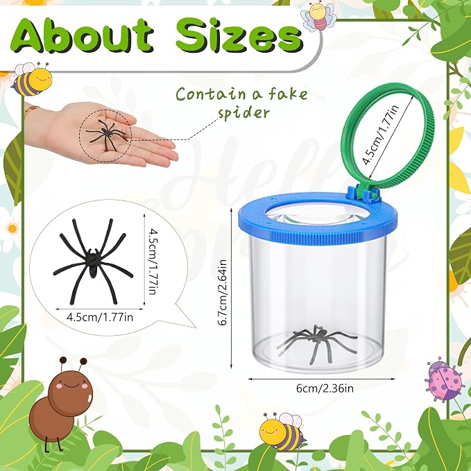 Coopay 16 Pieces Magnifying Insect Box - Bug Viewer, Critter Insect Cage, Container, Bug Catcher Cage, Jar Collecting Kit for Children, Kids Science Nature Exploration Tools
