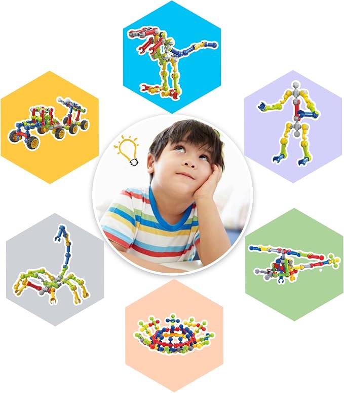 Building Toys for Kids Ages 4-8, STEM Toys for 3 4 5 6 7+ Year Old Boy Gift | 170 Pcs Building Blocks STEM Kits, Classroom Learning Activities with Storage Box, Birthday Gift Boy Toy Age 3-5 4-6 6-8 8-10