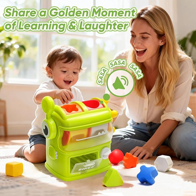 Shape Sorter Toys for Kids 1 2 3 Years Old, Sensory Learning Montessori Toy | Green, Interactive, Color Matching & Sorting, Learning STEM Toy for Boys Girls Birthday Gift
