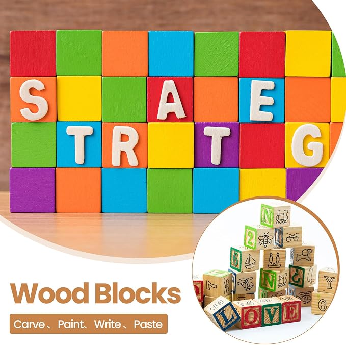 Barydat 200 Pcs 1 Inch Wooden Cubes, Unfinished Wooden Blocks for Crafting Natural Craft Wood Square Blank Cube for DIY Project Baby Showers
