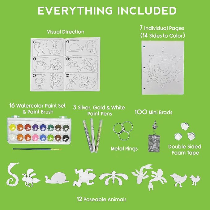 EyeConnect Crafts Pond 3D Tunnel Book – Hands-on Stationery Craft Kit | Build, paint, create a unique pop-in book with 12 posable animals! Screen-free STEAM activity, gift. No tools/glue needed, 8+