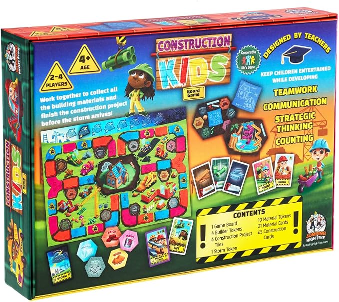 Construction Kids Cooperative Board Game Fun for Kids Ages 4+, 2-4 Players | Fun cooperative building game, kids work together to complete projects. Easy to learn, perfect for family time together.