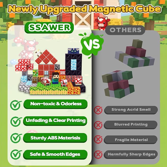 Magnetic Blocks, 208PCS Toys Building Cube Birthday Gifts for Kids | Magnetic Cubes, 0.8 inches Building Blocks, STEM Construction Toys Christmas Birthday Gifts for Kids Boys Girls