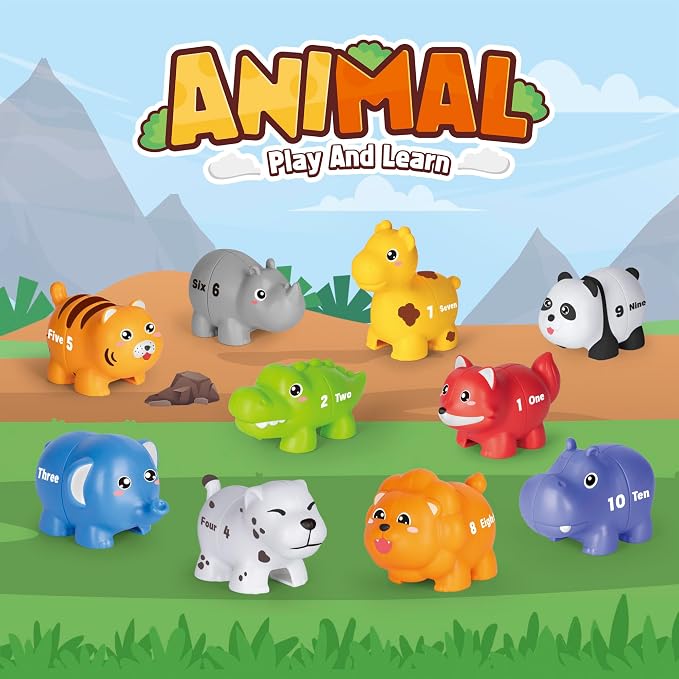 Animal Number Learning Toys for Toddlers Kids 3-5, 10 Unique Animals | 10 Colorful Number Animals | Child-Friendly Design | Learning Feels Like Play | Fine Motor Toys | Perfect Toddler Gift
