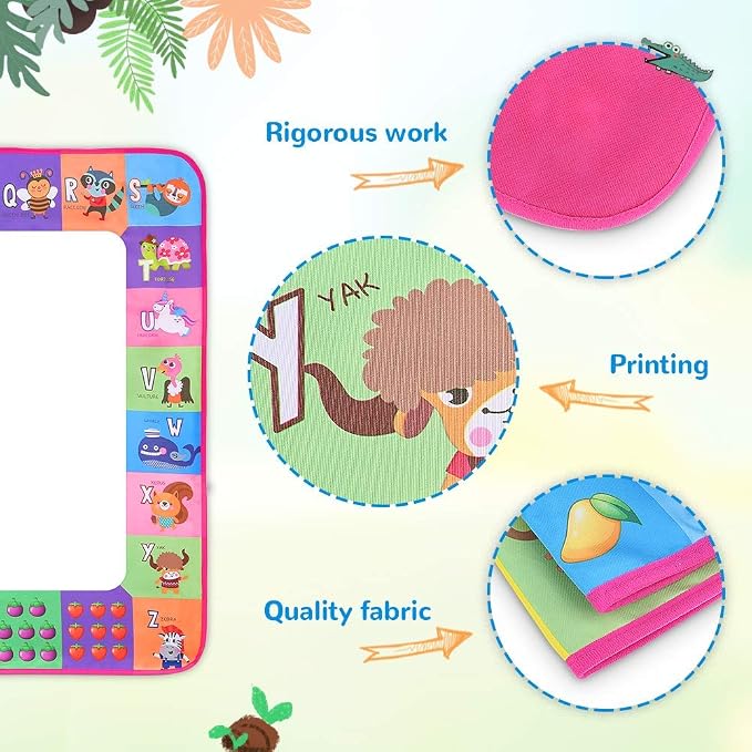 Water Doodle Mat - Kids Painting Drawing Board, Gift Toy for Ages 3-12 Pink | Great Water Doodle Mat - Kids Painting Drawing Board Toy, Color Magic Pens Gift Set for Ages 3-12 Girls Boys Toddlers