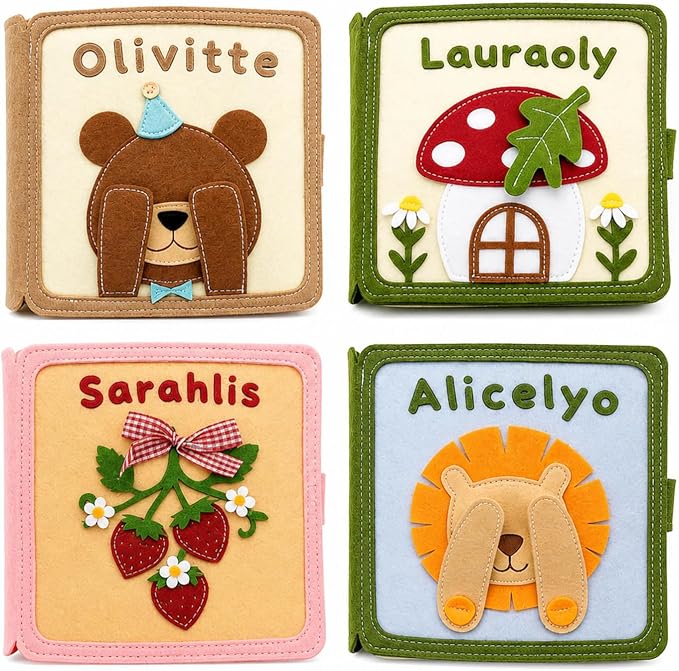 Personalized Montessori Felt Busy Book for Toddlers 1-3, Custom Name Quiet Book, Preschool Learning Activity Book, Travel Toy for Kids Ages 2-6, Birthday Easter