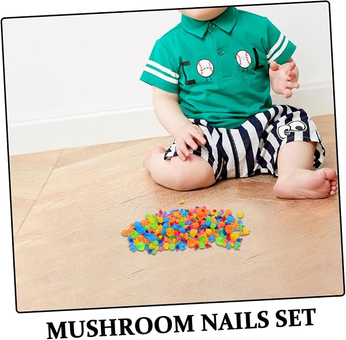 Totority DIY Mushroom Nail Toys 592pcs Puzzle Nails Boys and Girls Pegboard Fine Motor Development Educational Building Bricks Safe Sturdy Construction