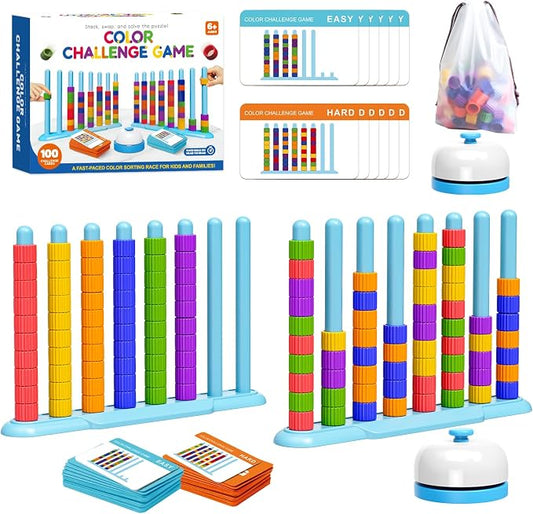 LLESSOO 2 Pack Color Challenge Game, 2 Players Color Matching Puzzle Game, Fun Board Game for Kids 6-8-12, Adults, Party & Family Game Night, Birthday Christmas Party Gifts for Boys & Girls