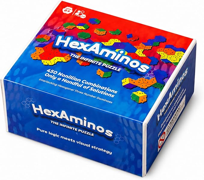The Infinite Puzzle: Strategy Board Game for Familiy, Teens & Adults. 56 Hexagon Tiles for Solo or 1-8 Players. Travel-Friendly STEM Logic Game, 450 Nonillion Combinations, 8x7 Grid Challenge Ages +6