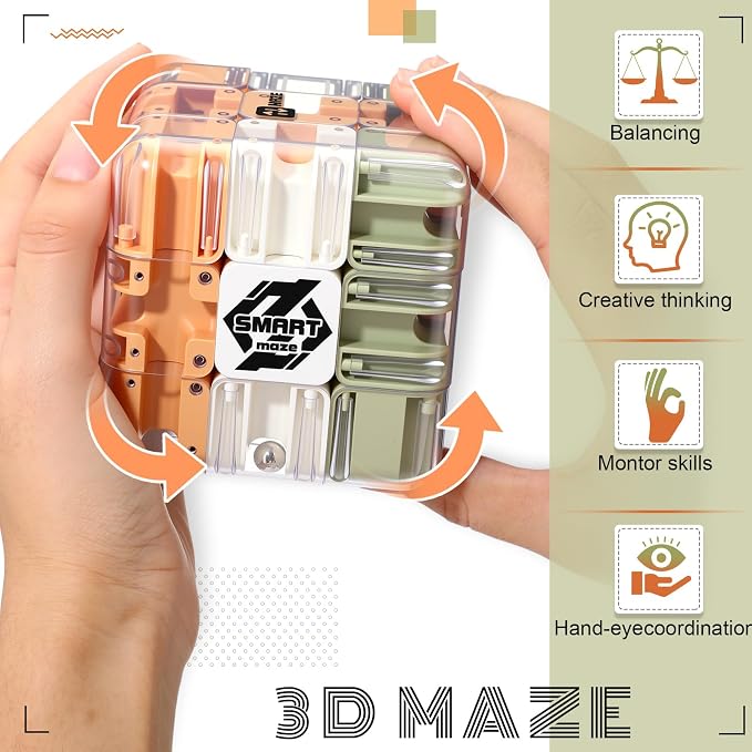 1 Set 3D Maze Cube Puzzle for Kids Labyrinth Puzzle Brain Teaser Cube with Gift Bag Greeting Card Sticker Education Sensory Toys Logical Thinking Birthday Gifts Adults Color Matched Game