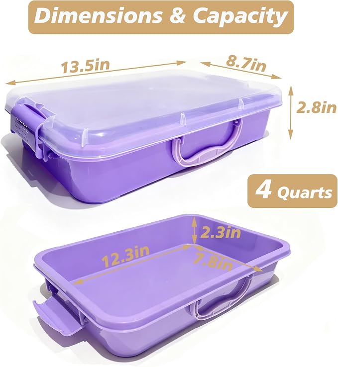 4 Qt (3.8L) Sensory Bin With Lid - 3 Pack, Stackable Storage Sensory Bins with Lids, Portable Sandbox, Organizers Sand, Arts, Crafts, (Blue, Purple, Pink)