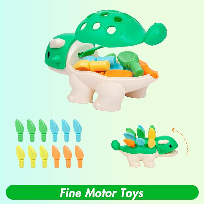 Hirger Fine Motor Dinosaur: Sensory Toys for Toddler 1-3 Year Old, Montessori Preschool Learning Educational Toy for Baby 12 Month Birthday Gift