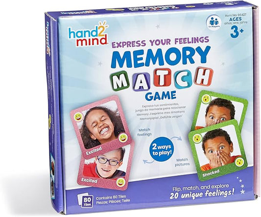hand2mind Express Your Feelings Memory Match Game, Emotion Cards | Matching Game, Emotional Intelligence, Social Emotional Learning Activities, Social Skills Games