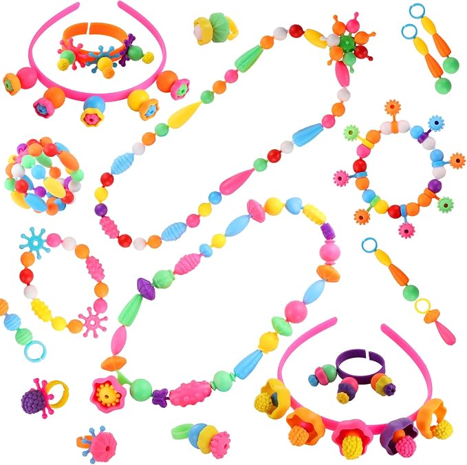 Pop Beads, 500+ Pcs Jewelry Making Kit for Girls 4-6, Colorful Snap Beads | Funtopia Arts and Crafts for Kids 3 4 5 6 7 8, DIY Bracelet Necklace Ring Set for Little Girls