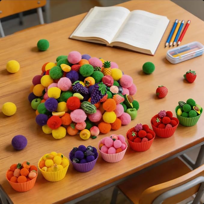 140 Pcs Fruits Sensory Bin Items Summer Fruits Farm Counting Sorting Sensory Bin Filler Fine Motor Famer Vegetable Counts for Spring Summer Sorting Counting