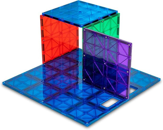 Playmags Super Durable Building Stabilizer Set, Great Add On to All Magnet Tiles Sets Works with All Leading Brands 1-12"x12" & 4-6"x6" (Colors May Vary)