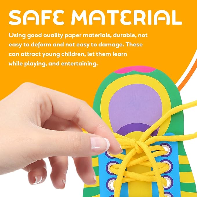 NUOBESTY Shoe Tie Practice for Kids Shoe Tying Practice Board Shoelace | Threading Teaching Toys Learn to Tie Shoelaces Toddlers Preschool Learning Toys Fine Motor Skills Early Educational, 5 Sets