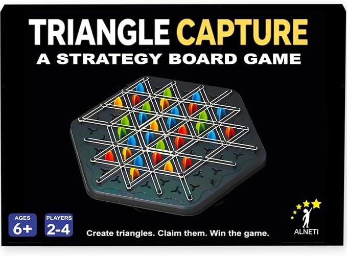 Strategy Board Game for Family Game Night - Fun Triangle Rubber Band Games for Kids Ages 6 and Up - Logic Challenge for 2-4 Players