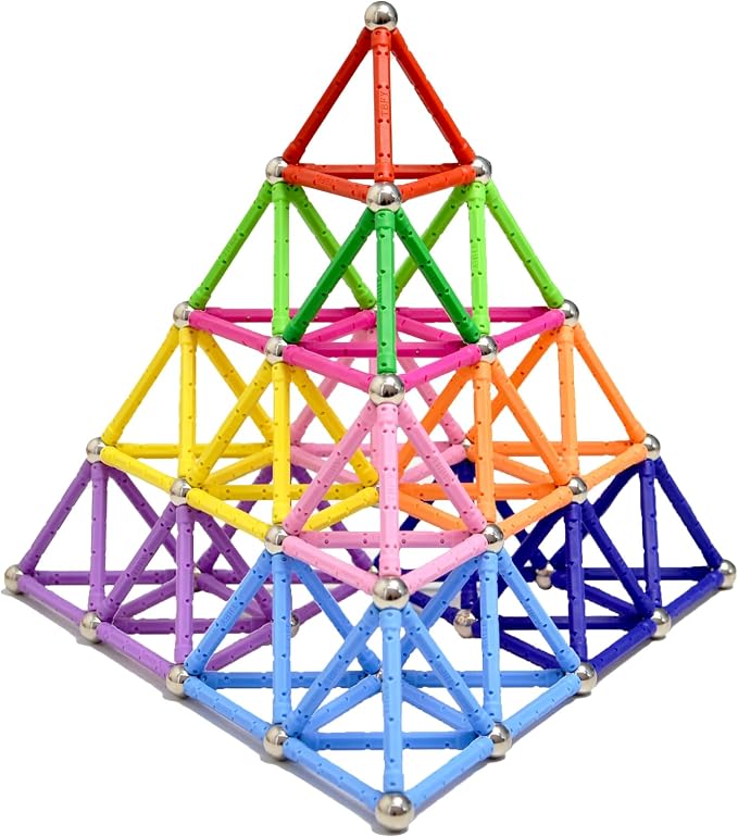 155 PCS Magnetic Building Blocks Set, 2.3 Inch Magnet Rods & Non-Magnetic Balls 3D STEM Construction Toy for Kids Adults, Parent-Child Educational Birthday