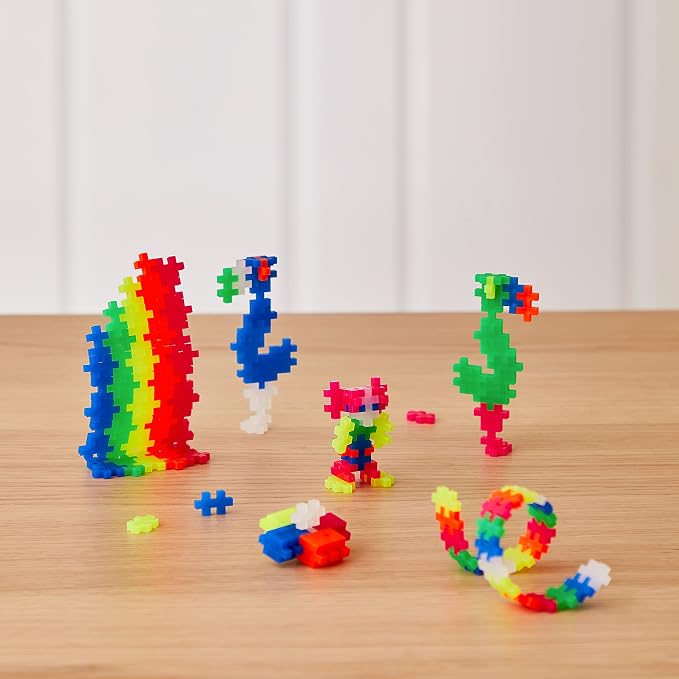 PLUS PLUS Neon Mix Tube - Mini Interlocking Building Blocks Set | Sensory Bin Fillers, Math Manipulatives, Classroom Must Haves, Kids Airplane Activities, Christmas Stocking Stuffers for Kids