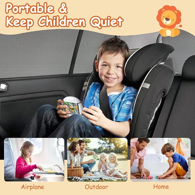 Rotating Puzzle for Kids 3 4 5 6 7 8 Year Old, 4 Puzzles in 1, Toddlers Travel, Car, Airplane, Road Trip Activities, Fine Motor Skills, Fidget, Gift for Boys & Girls Ages 3+ (Transportation)
