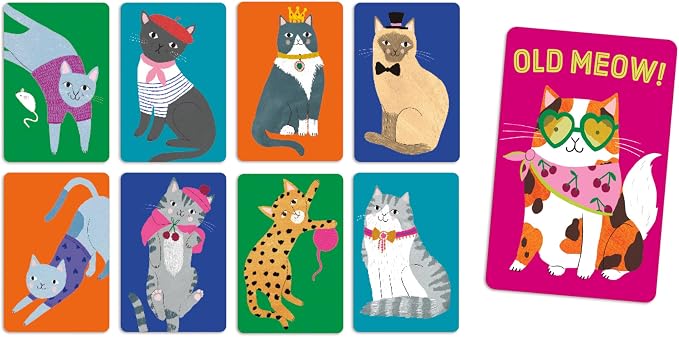 Mudpuppy - Old Meow! Card Games for Kids | Ages 4+, Kids Version of Old Maid, Ideal for 3-4 Players, Cat Themed, Family Fun, Screen-Free Play, FSC Certified