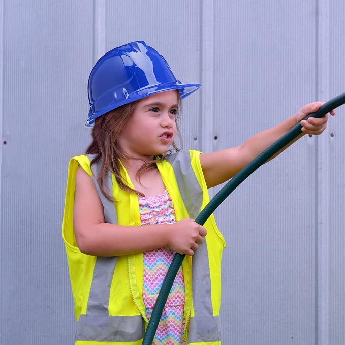 Sumind 48 Packs Construction Party Hats Kids Plastic Worker Helmet Bulk Toy for 3-8 Years Children Dress up Party Supplies(Blue)