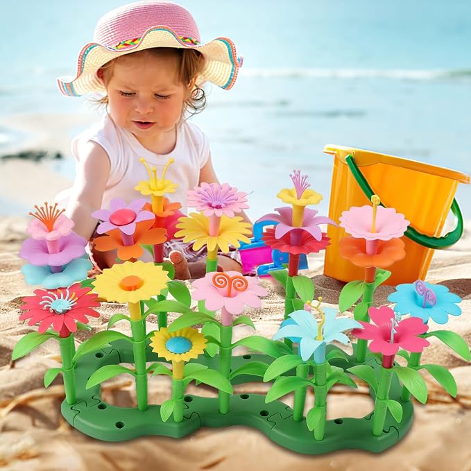 Birthday Toys Gifts for 3 4 5 6 Years Old Boys Girls,Upgrade DIY Flower Garden Building Toy,STEM Educational Kids Toys Preschool Kindergarten Arts and Crafts Toy