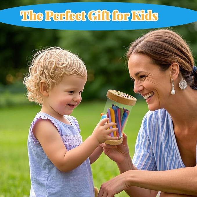 Montessori Wooden Stick Color Sorting Toys for 3 Year Old, Dual Play Educational Preschool Learning Fine Motor Skills Sensory Toys for Toddlers 3-5 Girl Boy Birthday Gifts (Acrylic Bucket)