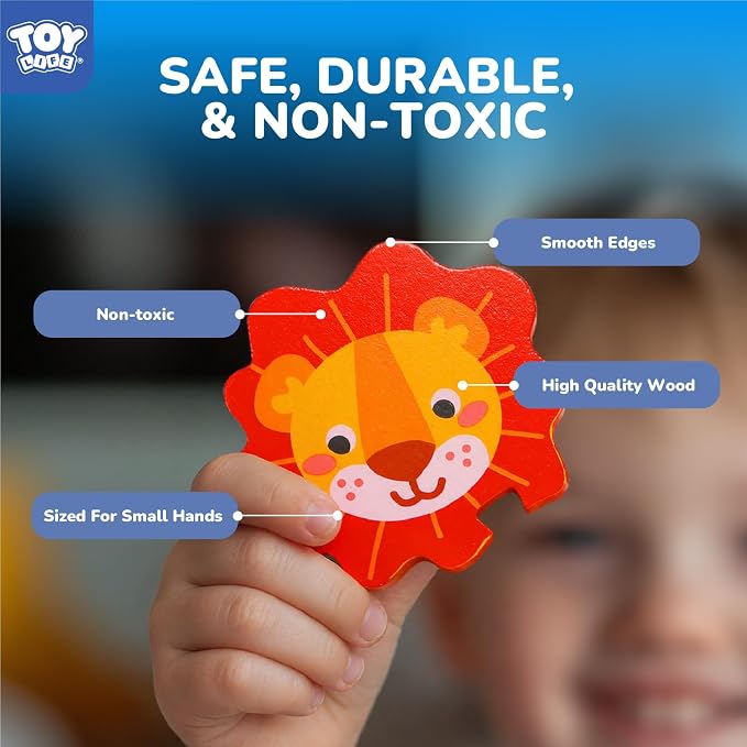 TOY Life Wooden Puzzles for Toddlers 2-4, Montessori Toys for 1 2 3 Year Old Boys Girls, 10 Piece Animals Puzzles Educational Learning Toys, Birthdays Gifts Toy for 2 Year Old Girl Boy
