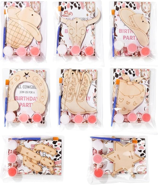 Saypacck 24 Pcs Cowgirl Party Favors Wooden Paint Craft Kits | Cowgirl Painting Crafts, Birthday Goodie Bag Fillers, Thank You Gifts for Kids Celebrations Decor