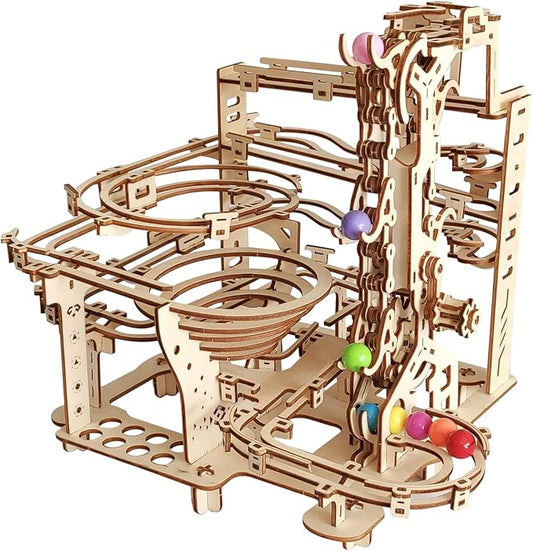 3D Wooden Marble Run Puzzle, Wood Crafts Mechanical Marble Run DIY Assembly Building Model Kits, Wooden Crafts Brain Teaser Puzzles, Christmas Birthday Gifts for Adults & Teens