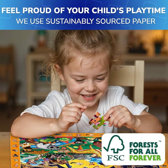 100 Piece Puzzles for Kids Ages 4-6 - 4 Jigsaw Kids Puzzles Ages 4-8 | Search and Find Observational Nocturnal Life - Educational Kids Puzzles Ages 8-10 - Learning Toys for Children 5-8