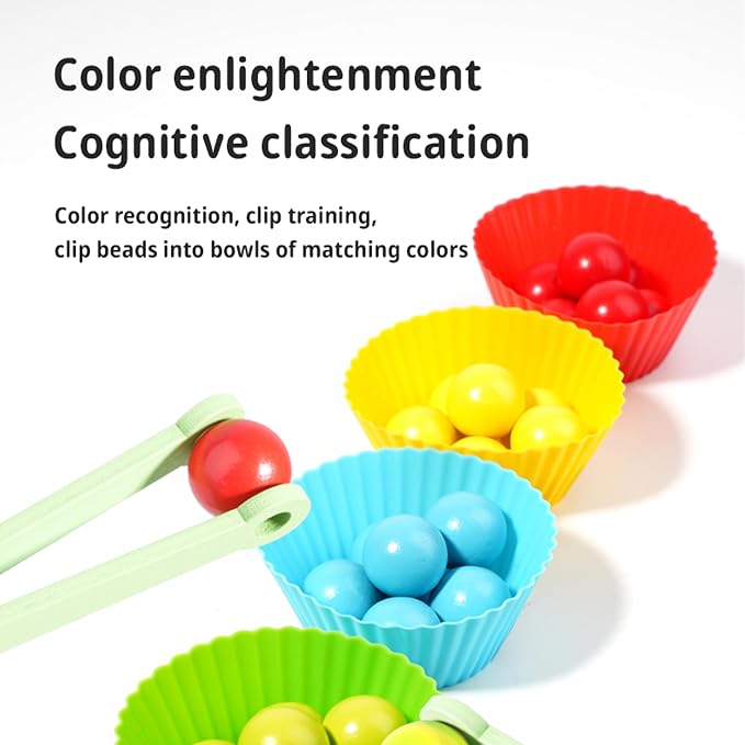 9.6" Wooden Gumball Machine For Kids Learning Color Sorting & Counting Toy | Toddler Preschool Learning Activities Toy for Kids Ages 3-5, Wood Preschool Learning Fine Motor Skills Game Toys
