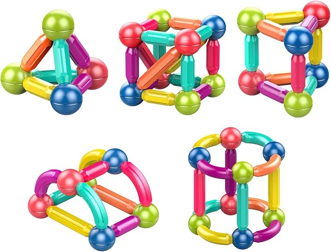 Ferthor Fun Magnetic Balls and Rods Set Building Blocks Magnets for Kids,Learning & Education Toys,Magnetic Sticks Blocks,Montessori Toys for Toddlers,Boys&Girls Gifts (64pcs)