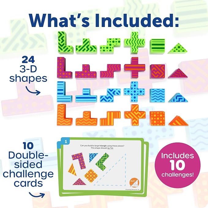 Learning Resources STEM Explorers Brainometry - 3D Puzzle Games for Kids, Kids Travel Games, Brain Teaser Puzzles, Pattern Memory Game, Brain Game Toys, Classroom Toys, 5 Year Old Boy and Girl Gifts