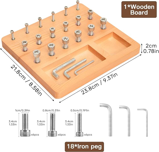 DICYWUDI Wooden Pegboard for Finger Dexterity, Finger Strength Trainer for Hand Grip Strengthener Targeted Strength, Relief & Recovery– for Men, Women, and Seniors