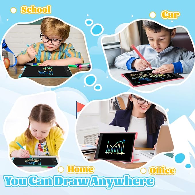 Kids Travel Essential 12 Inch LCD Writing Tablet for Kids, 2 Pack | Toys for Ages 3-8, Preschool Classroom Must Haves, Electronic Drawing Board, Birthday Gifts for Boys & Girls