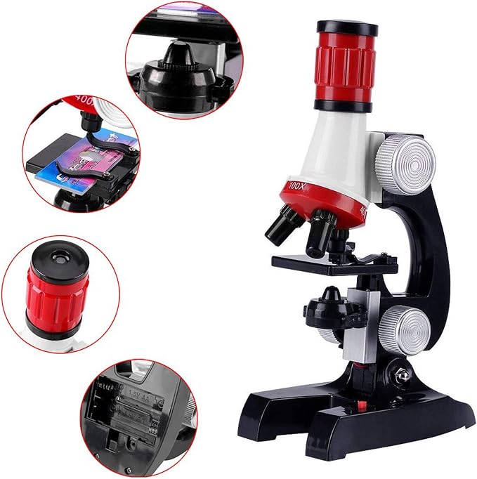 Little World Science Kits for Kids Beginner Microscope Kit with LED 100X 400X and 1200X Magnification Kids Educational Toy Birthday Halloween