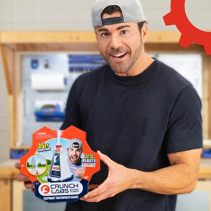 CrunchLabs by Mark Rober, Elephant Toothpaste Blast Kids Toys, Science Toys | Includes safety glasses, QR video access, and 6 repeatable blasts, toys for 8+ year old boys and girls