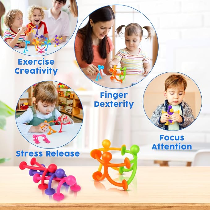 OleOletOy Fidget Toys Bulk for Kids: 42 Pack Small Suction Cup Sensory Toys for Autism Calming - Fidgets for Student Classroom Prizes Party Favors - Travel Essentials Road Trip Activities