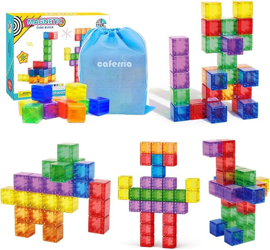 Magnetic Building Blocks, 1.4 inch Large Magnet Cubes for Toddlers (30 PCS) | Sorting & Stacking Toys, Safe Size, Sensory Play, Montessori Learning, CPC Certified, Preschool Activities, Early Educational