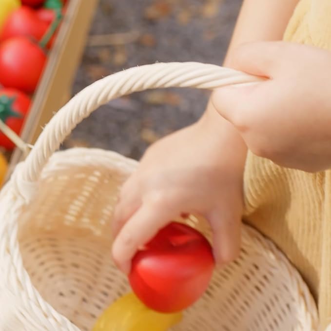 PlanToys® Wooden Fresh Produce Set Apples, Oranges & Bananas Sliceable Kids | slicing, fruit basket, pretend food, fruits and vegetables toys, girls, boys, fine motor role play imaginative social gift