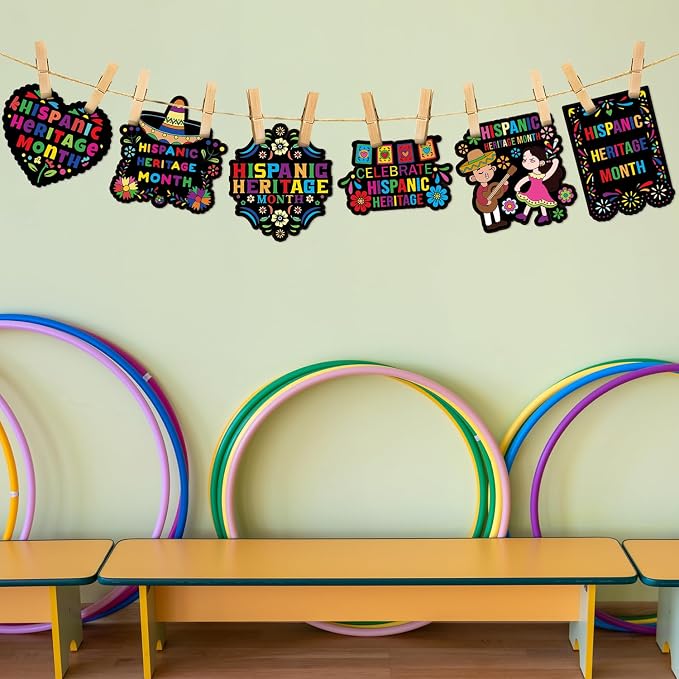 Dvbonike 24Pcs Hispanic Heritage Month Crafts for Kids - Color Your Own Spanish Craft Kit Latino American National Decor Coloring Card DIY Drawing Party Gifts Home Classroom Art Activity Supplies
