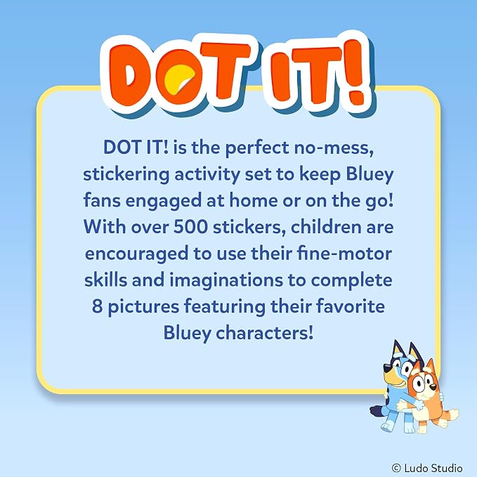 Skillmatics Dot It Bluey – Sticker Art, Travel Toy, Craft Kit for Kids | 500+ Stickers, Craft Kits, Bluey, Bingo and Friends, DIY Activity for Toddlers, Gift for Boys & Girls Ages 3, 4, 5, 6, 7